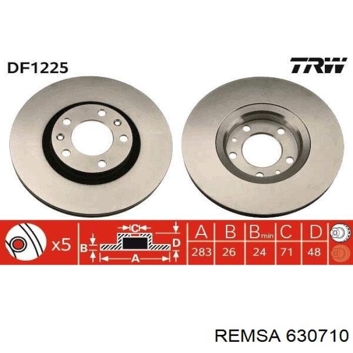Диск переднього гальма Remsa 630710 ціна, від 39.67 USD