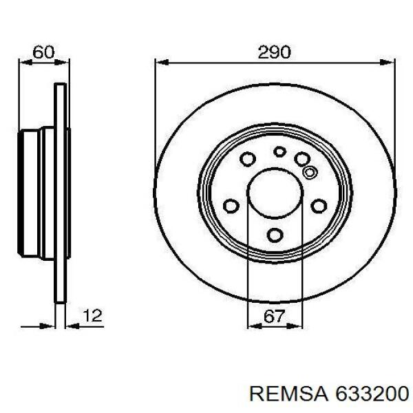 Диск гальмівний задній 633200 Remsa