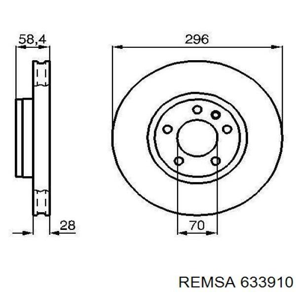 Диск переднього гальма Remsa 633910 ціна, від 49.08 USD