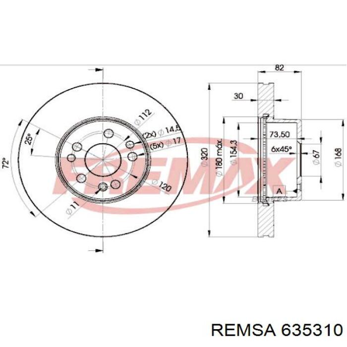 Диск гальмівний передній Remsa 635310