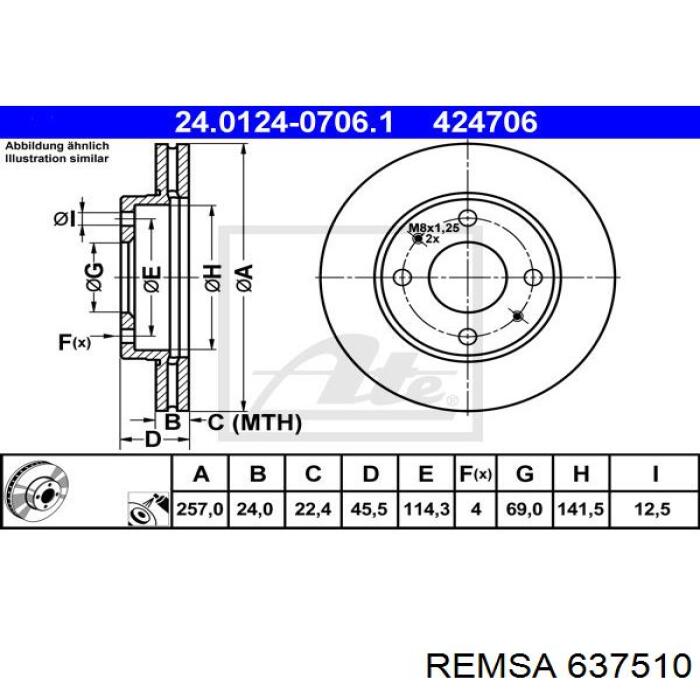 637510 Remsa Гальмо дискове переднє