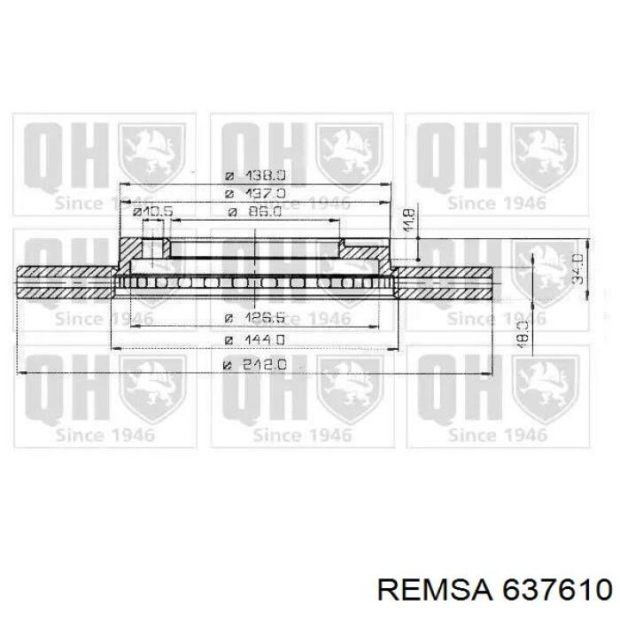 Диск гальмівний передній Remsa 637610