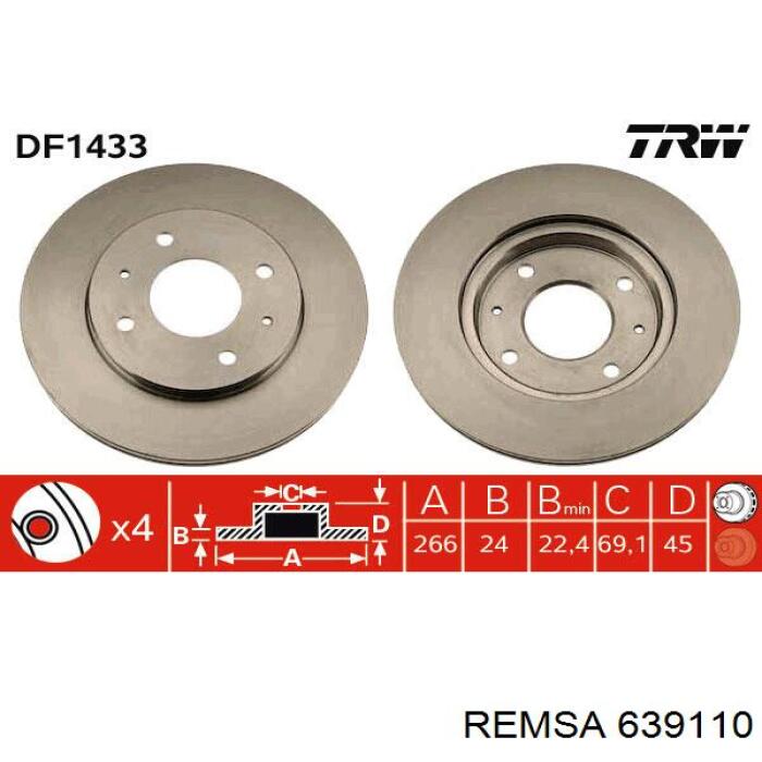 639110 Remsa Гальмо дискове переднє