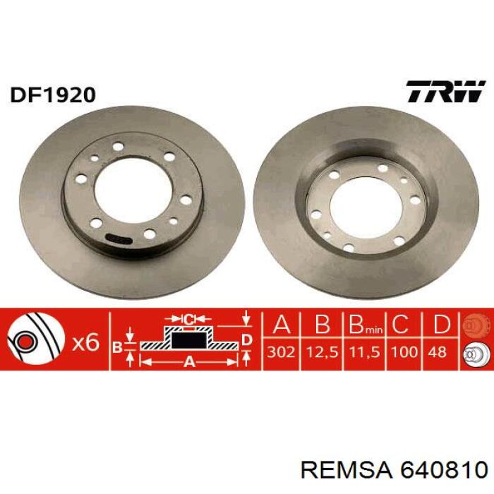 Диск гальмівний передній 640810 Remsa