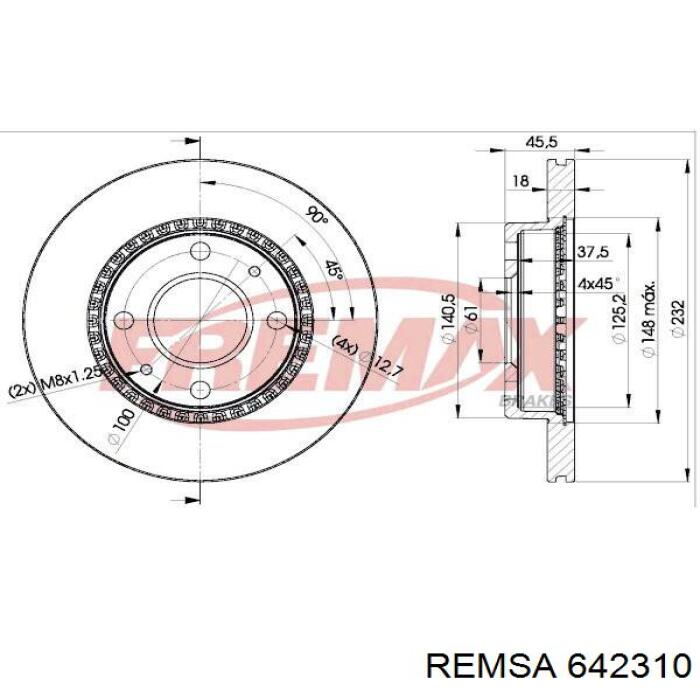 Диск переднього гальма Remsa 642310 ціна, від 23.39 USD