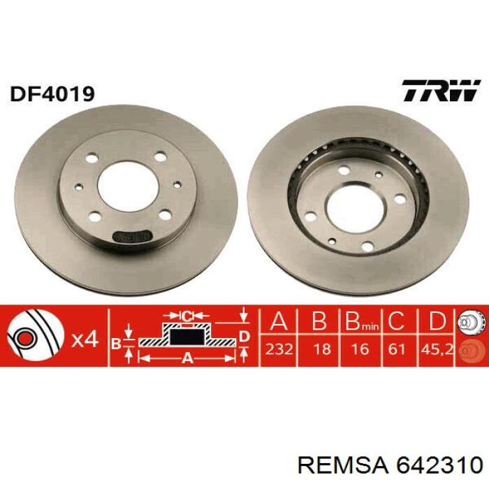 Диск переднього гальма Remsa 642310 ціна, від 23.39 USD