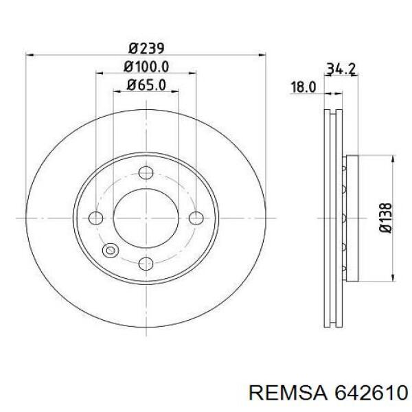 Диск гальмівний передній 642610 Remsa