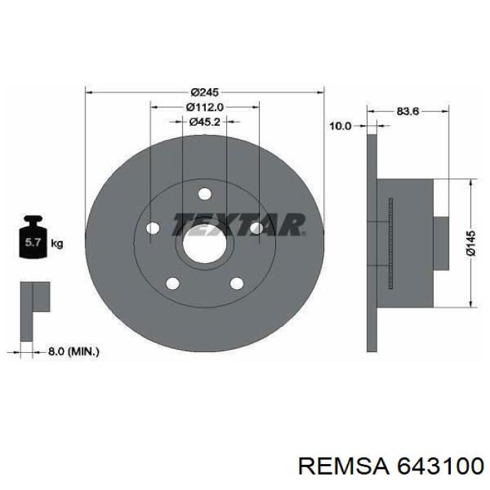 Гальмівні диски 643100 Remsa