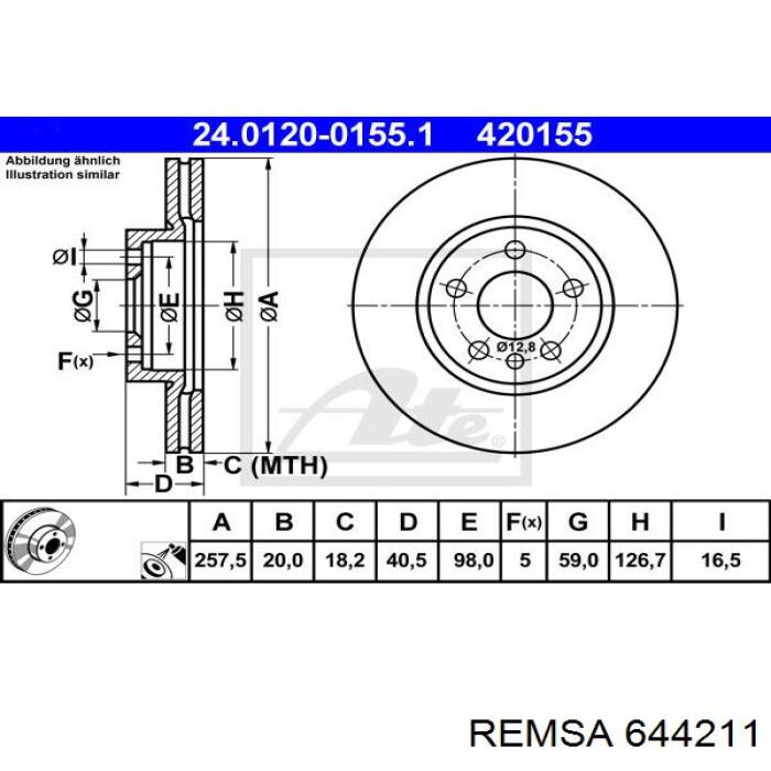 Гальмівні диски передні 644211 Remsa