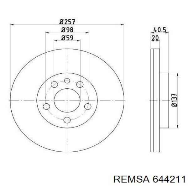 644211 Remsa Гальмо дискове переднє