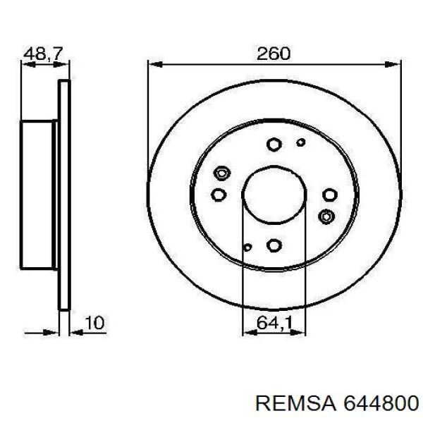 644800 Remsa диск гальмівний задній