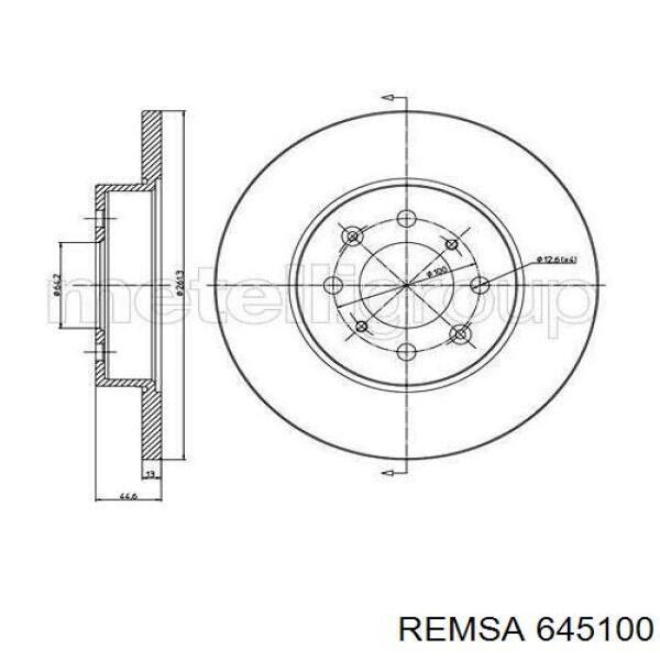 Диск гальмівний передній 645100 Remsa