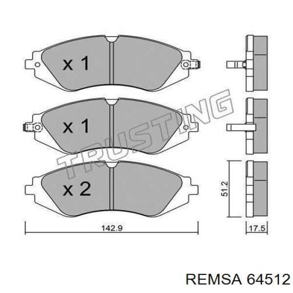 64512 Remsa колодки гальмівні передні, дискові