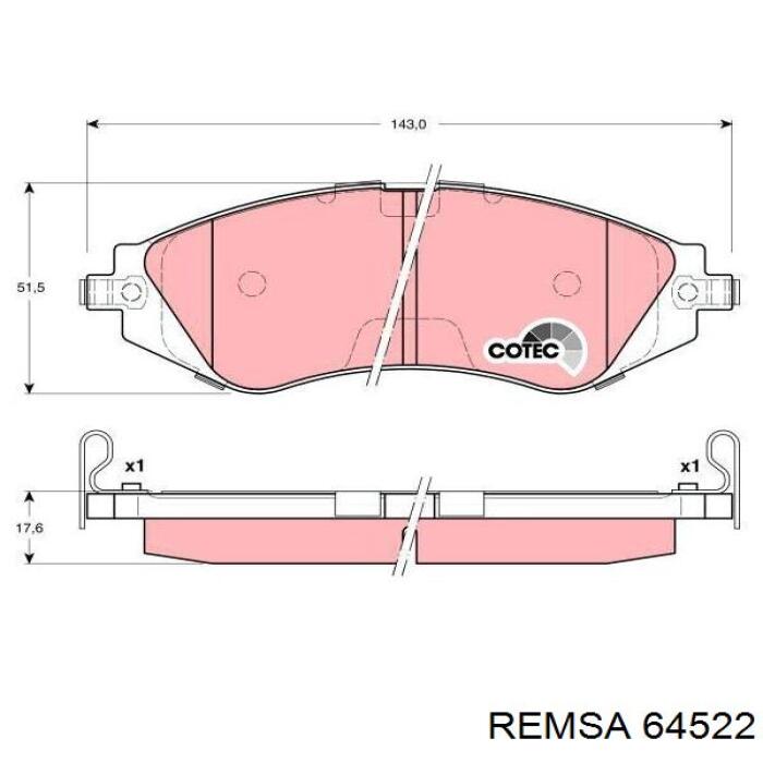 Купити 64522 Remsa Колодки гальмівні передні, дискові