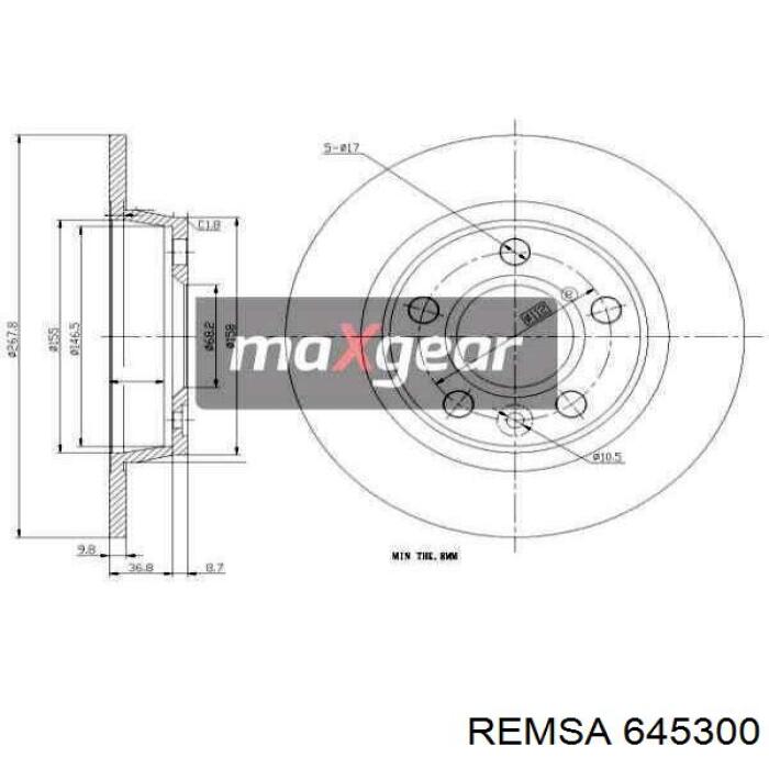 Купити 645300 Remsa Диск заднього гальма