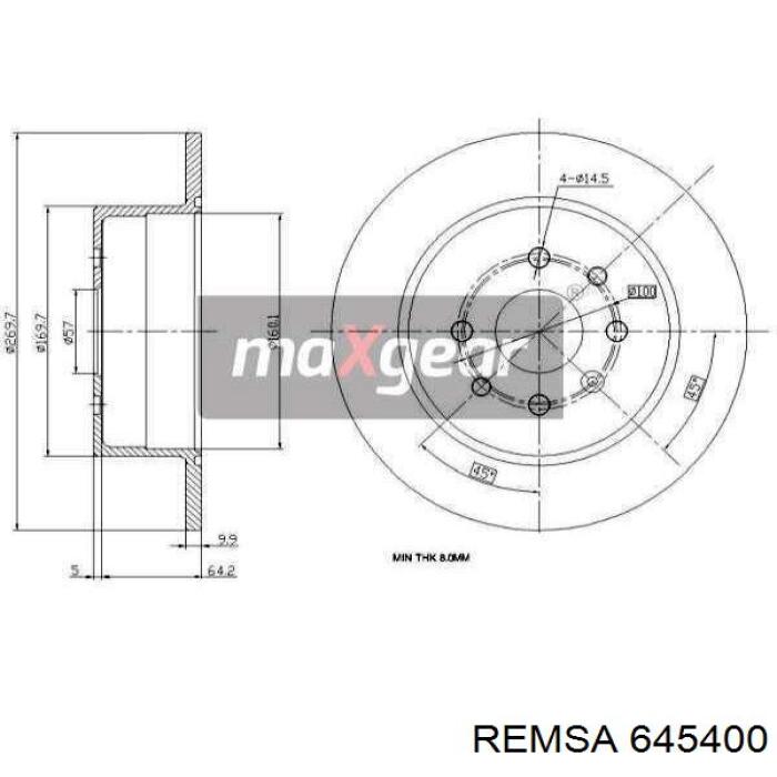 Купити 645400 Remsa Диск заднього гальма