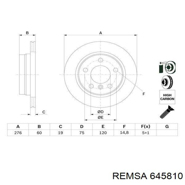 Задні дискові гальма Remsa 645810 ціна, від 38.87 USD