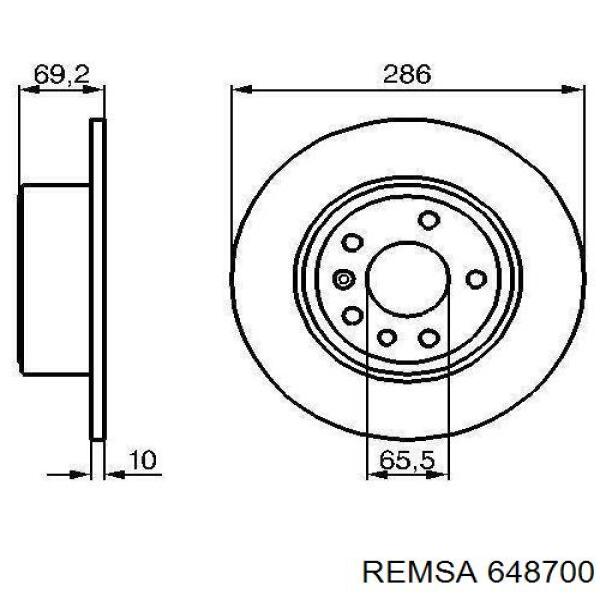 Купити 648700 Remsa Диск заднього гальма