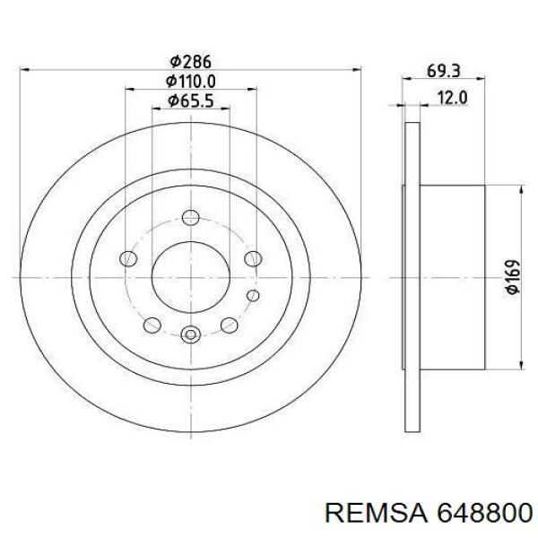 648800 Remsa диск гальмівний задній