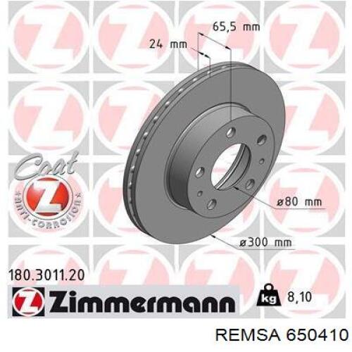 Диск переднього гальма Remsa 650410 ціна, від 45.50 USD