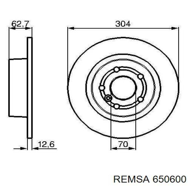Купити 650600 Remsa Диск заднього гальма