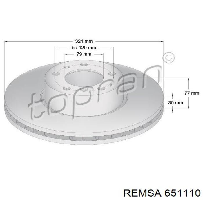 Диск переднього гальма Remsa 651110 ціна, від 73.50 USD