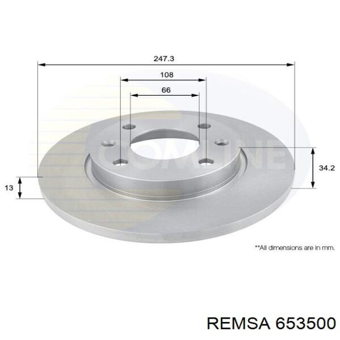Диск переднього гальма Remsa 653500 ціна, від 26.15 USD