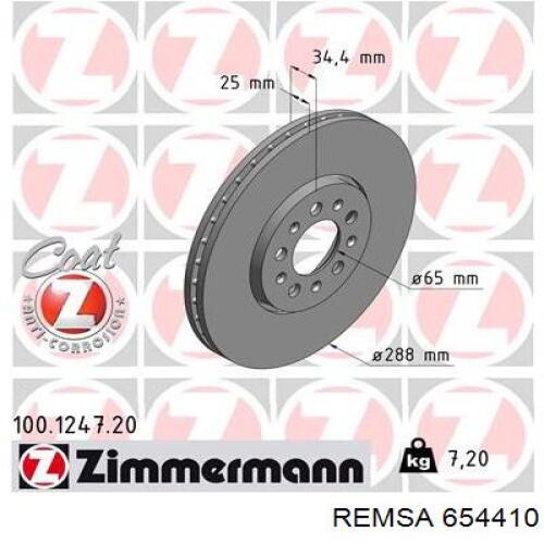 Диск переднього гальма Remsa 654410 ціна, від 43.19 USD
