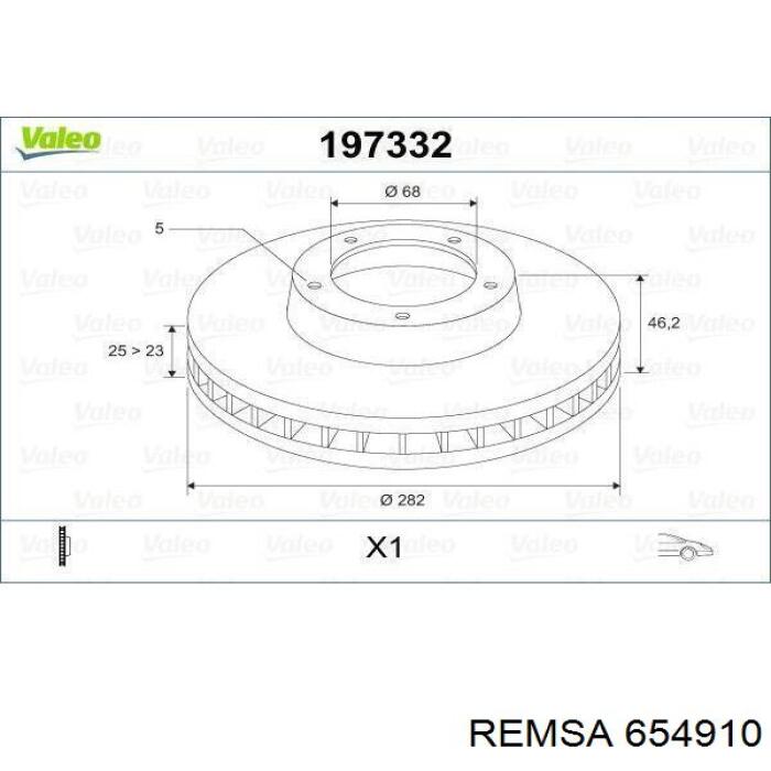 Диск переднього гальма Remsa 654910 ціна, від 41.60 USD