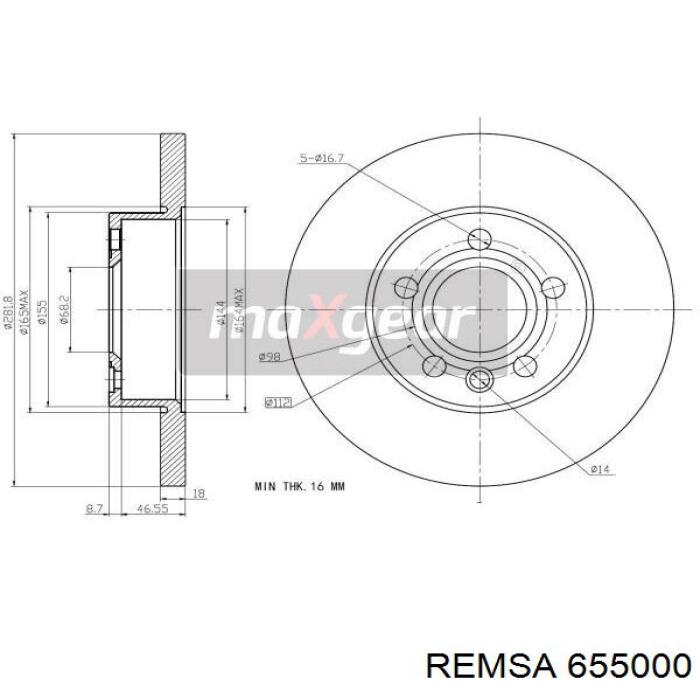 Купити 655000 Remsa Ротор гальмівний