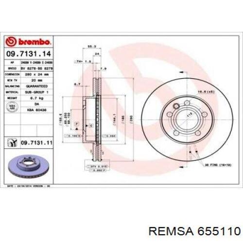 Купити 655110 Remsa Ротор гальмівний