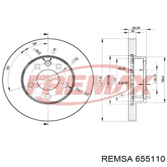 655110 Remsa Гальмо дискове переднє