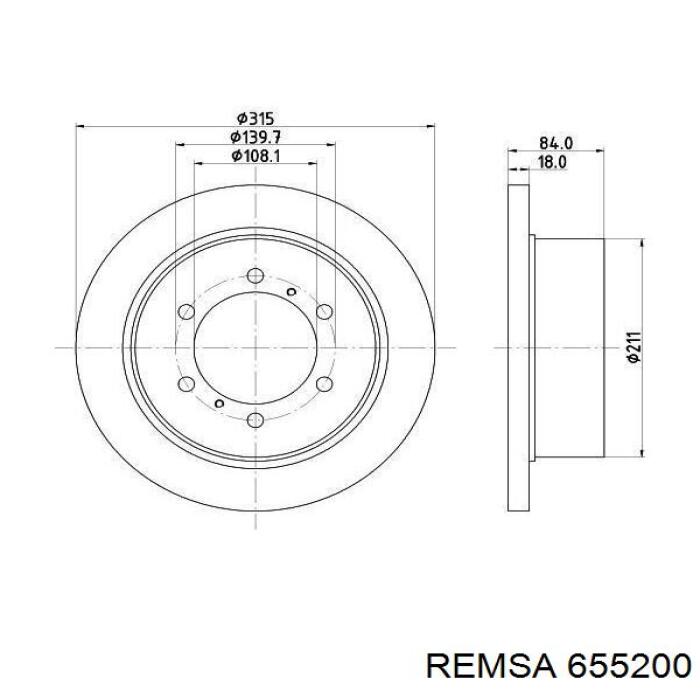 Купити 655200 Remsa Диск заднього гальма
