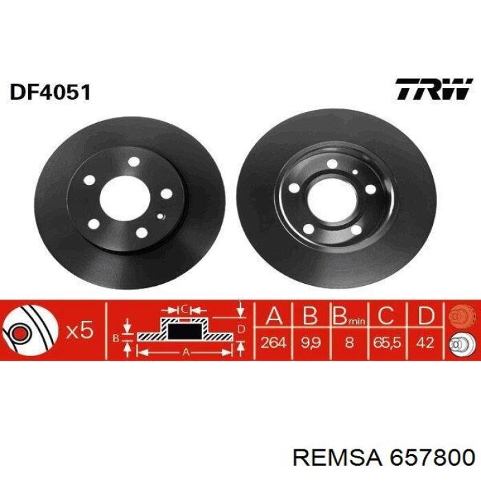 657800 Remsa диск гальмівний задній