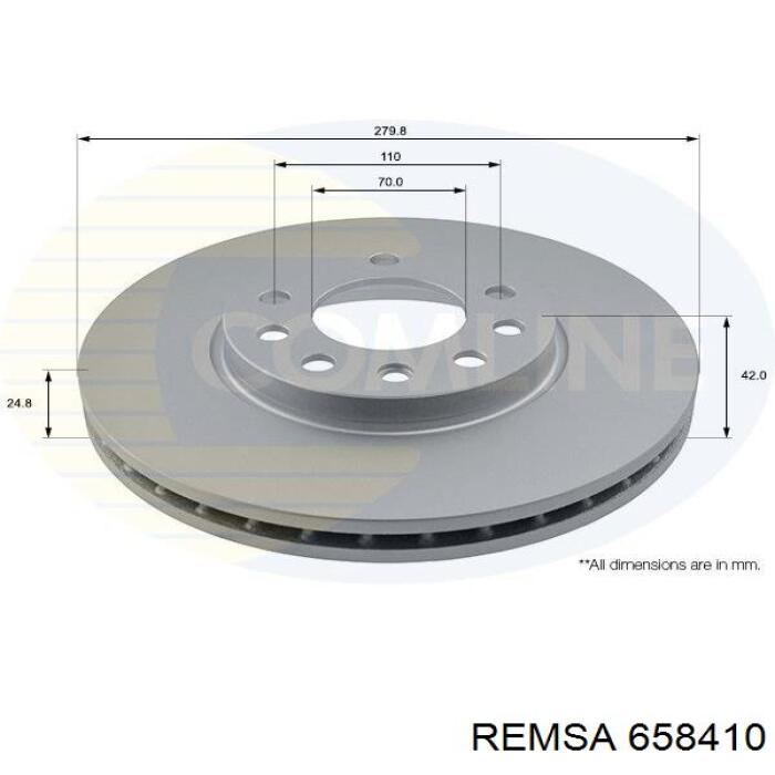 Диск гальмівний передній Remsa 658410