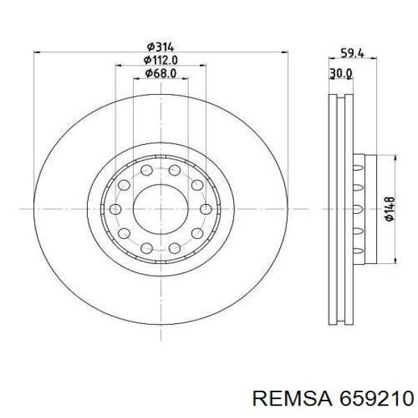 Диск переднього гальма Remsa 659210 ціна, від 55.80 USD