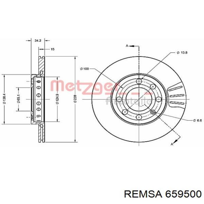 Диск гальмівний передній Remsa 659500