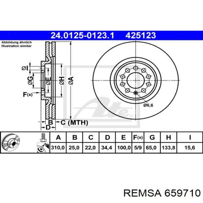 659710 Remsa диск гальмівний передній