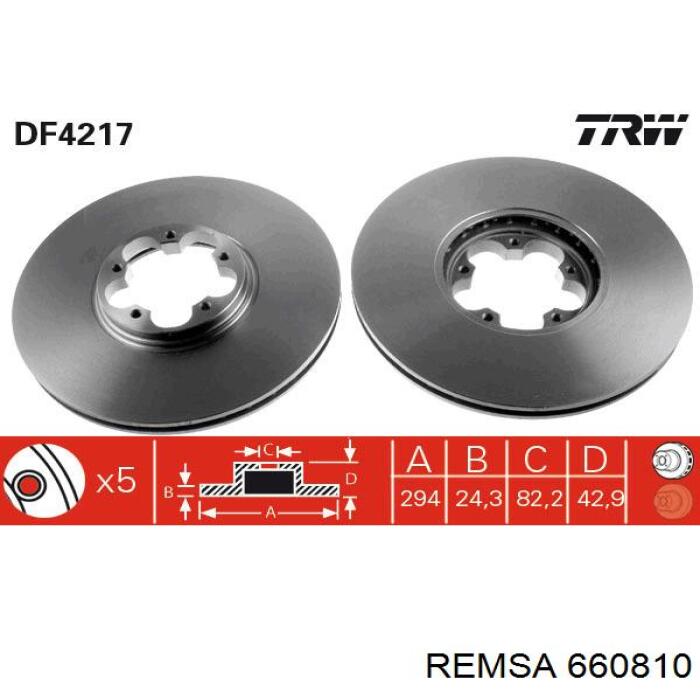 Диск переднього гальма Remsa 660810 ціна, від 41.81 USD