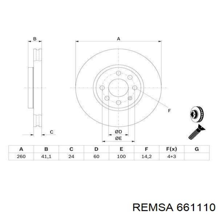 Диск переднього гальма Remsa 661110 ціна, від 29.80 USD