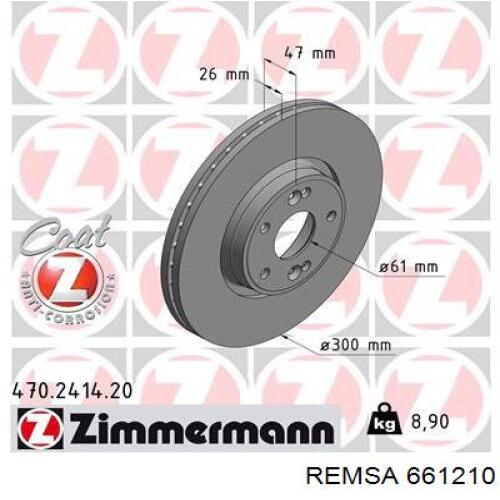 Диск переднього гальма Remsa 661210 ціна, від 50.31 USD