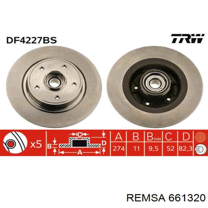 661320 Remsa диск гальмівний задній