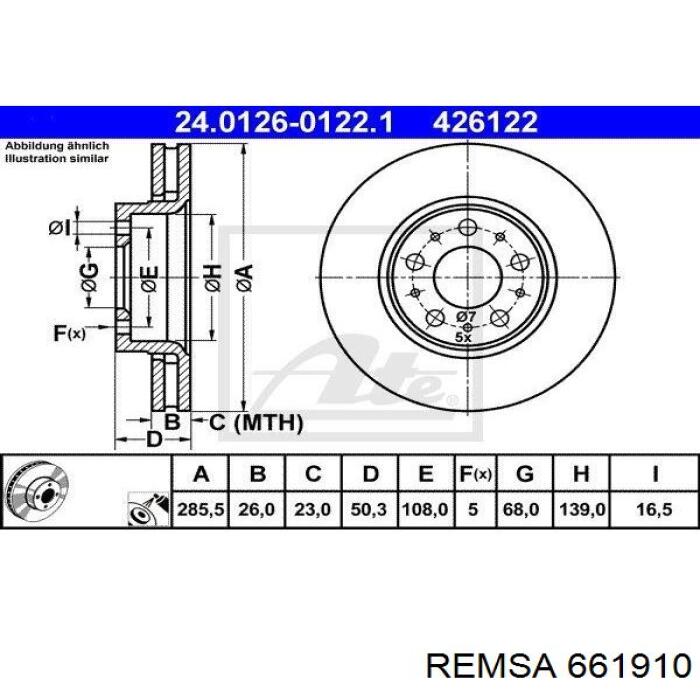 661910 Remsa Гальмо дискове переднє