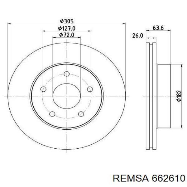 Диск переднього гальма Remsa 662610 ціна, від 42.44 USD