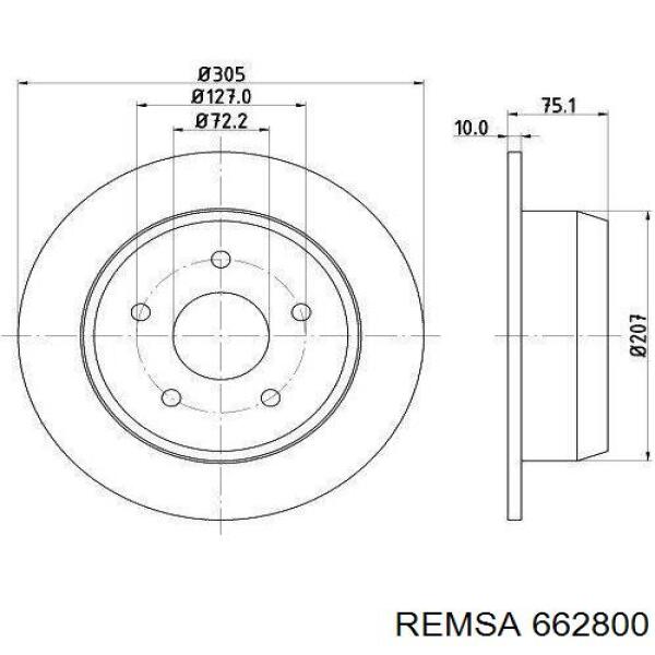 Купити 662800 Remsa Диск заднього гальма