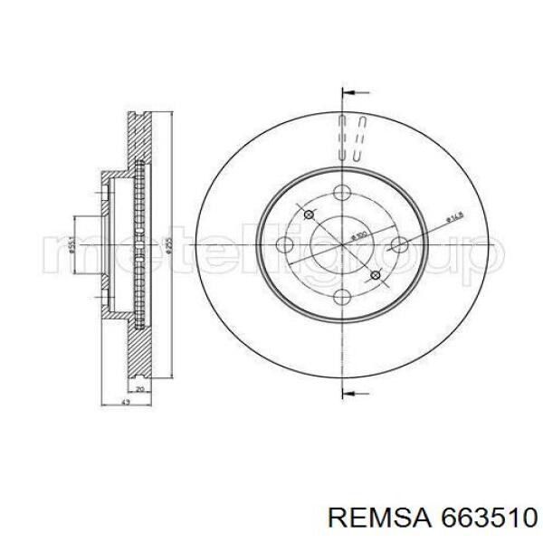 Диск переднього гальма Remsa 663510 ціна, від 29.11 USD