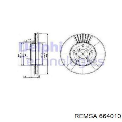 Диск гальмівний передній Remsa 664010