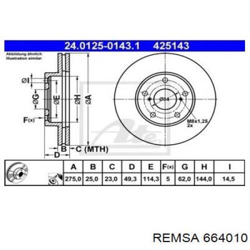 664010 Remsa Гальмо дискове переднє