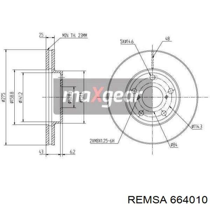Диск переднього гальма Remsa 664010 ціна, від 39.61 USD