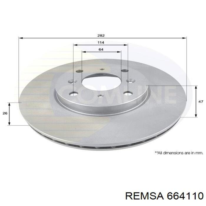 Диск переднього гальма Remsa 664110 ціна, від 34.19 USD